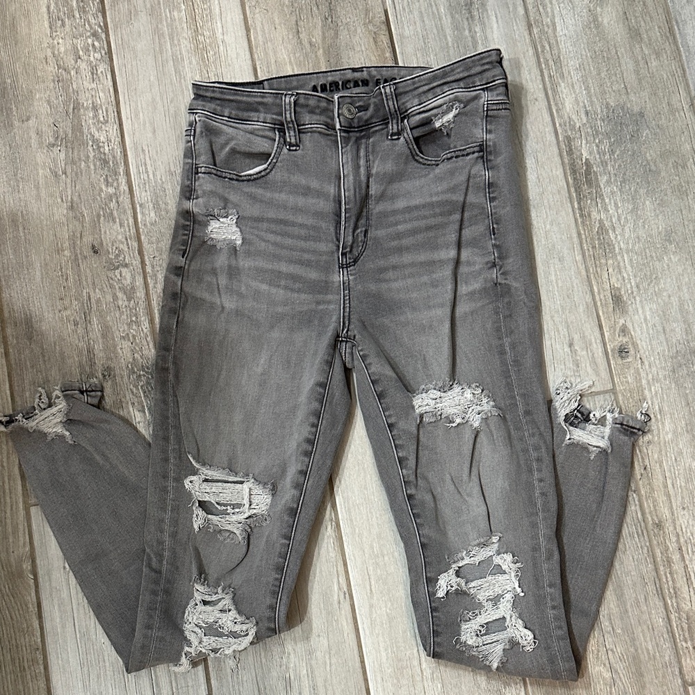 American Eagle Outfitters Ripped Gray Skinny Jeans